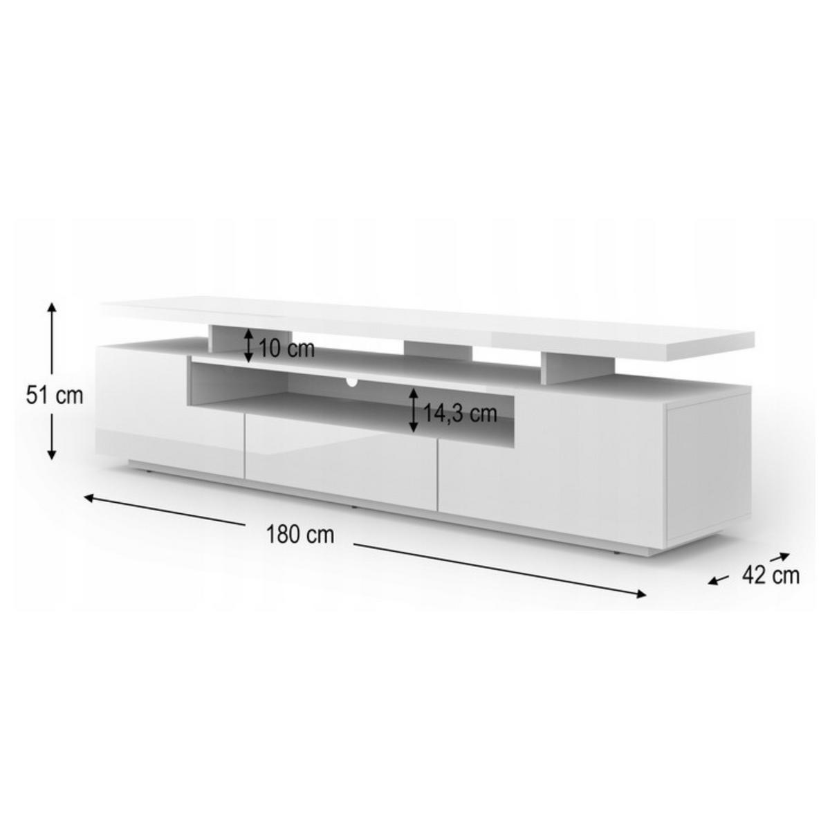 TV LOWBOARD Weiß Hochglanz 180/51/42 - Weiß Hochglanz, Holzwerkstoff (180/51/42cm) - RAUMHIRSCH FURNITURE