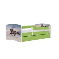 KINDERBETT Pferd im Galopp mit Schublade und Matratze 180/80 - Grün, Holzwerkstoff (80/180cm) - RAUMHIRSCH FURNITURE