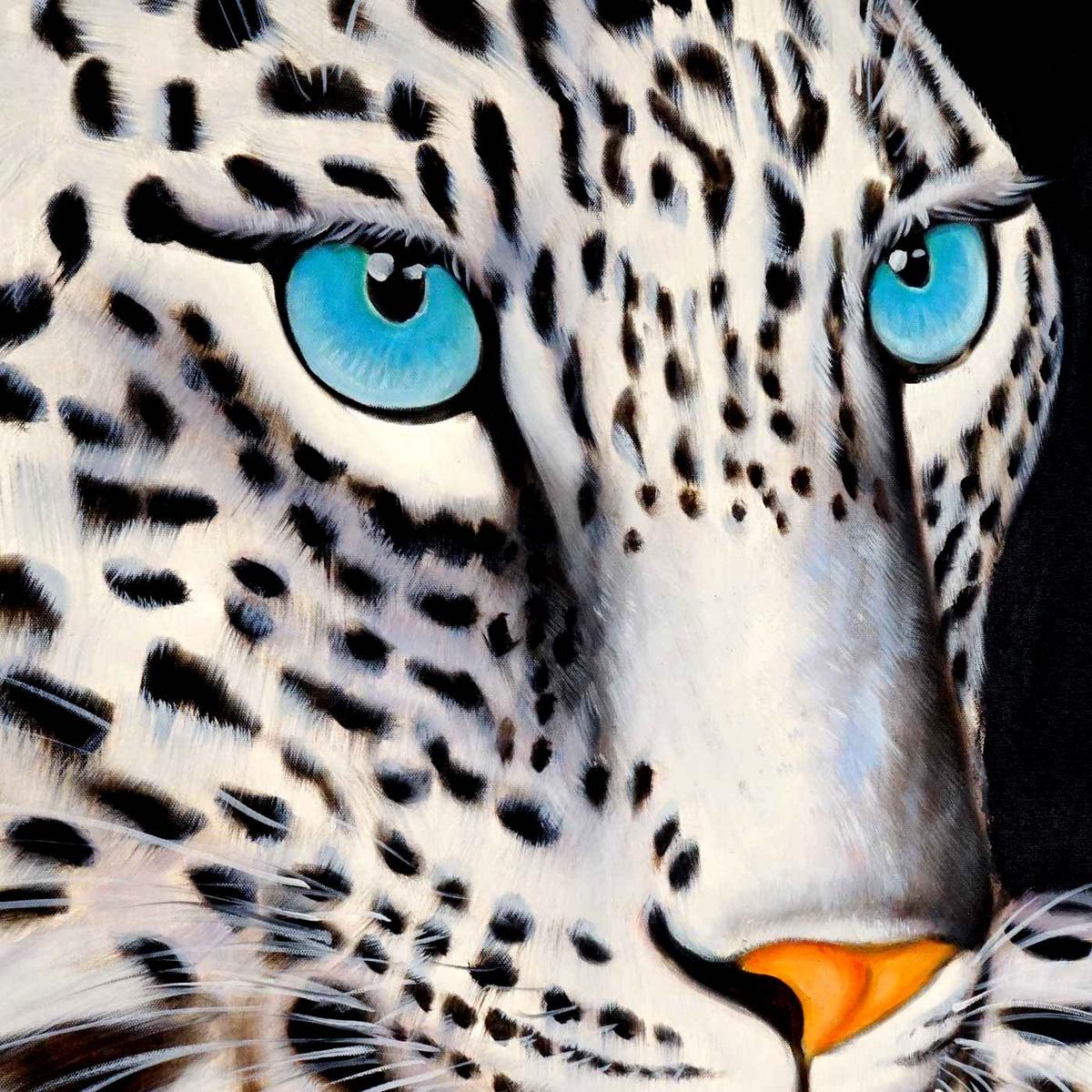 ÖLGEMÄLDE WEIßER LEOPARD HANDGEMALT Multicolor - Multicolor, Textil (100/100cm) - MCW