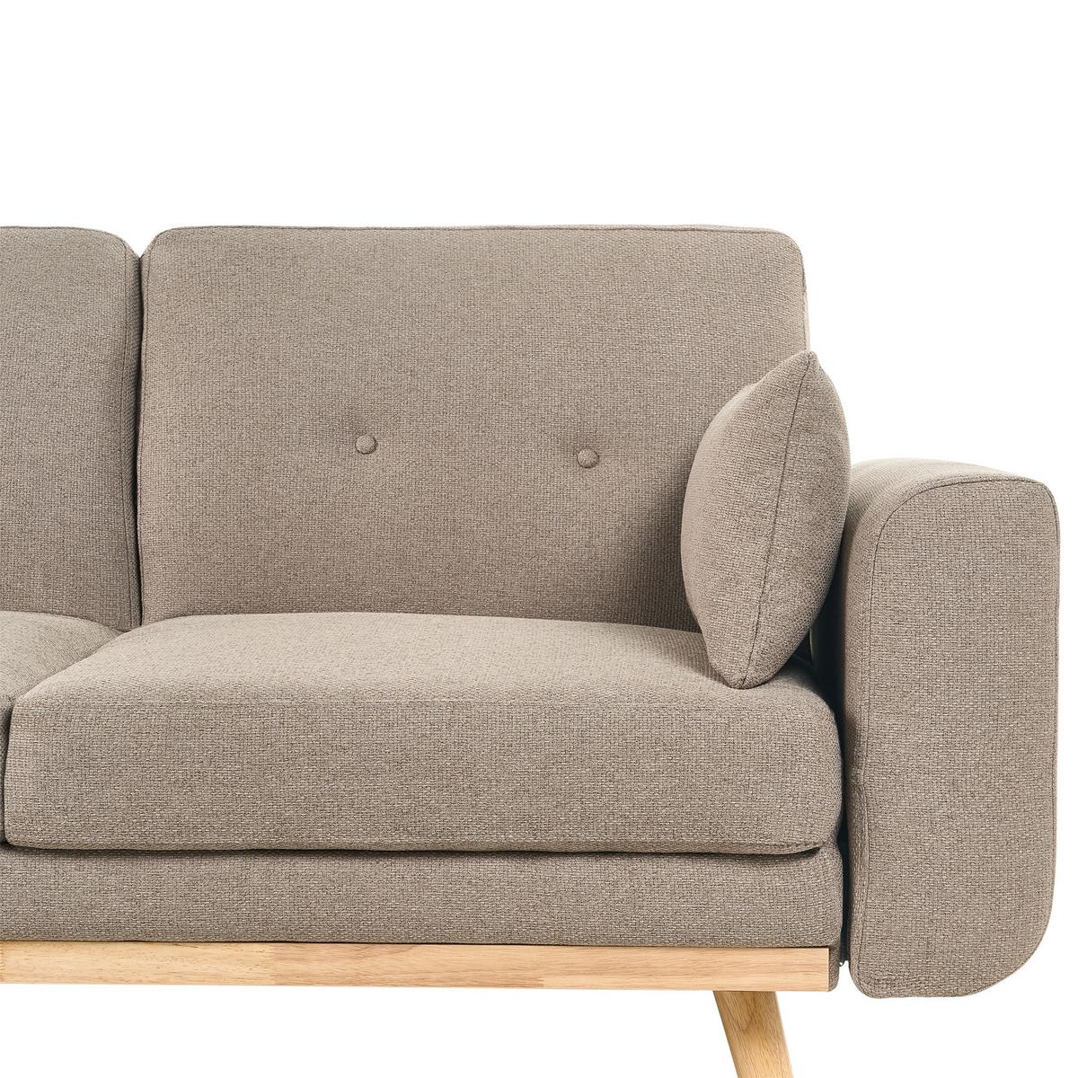 ECKSCHLAFSOFA 3-Sitzer Stoff Hellbraun rechtsseitig Kaarina - Hellbraun, Textil (260/152cm) - Beliani