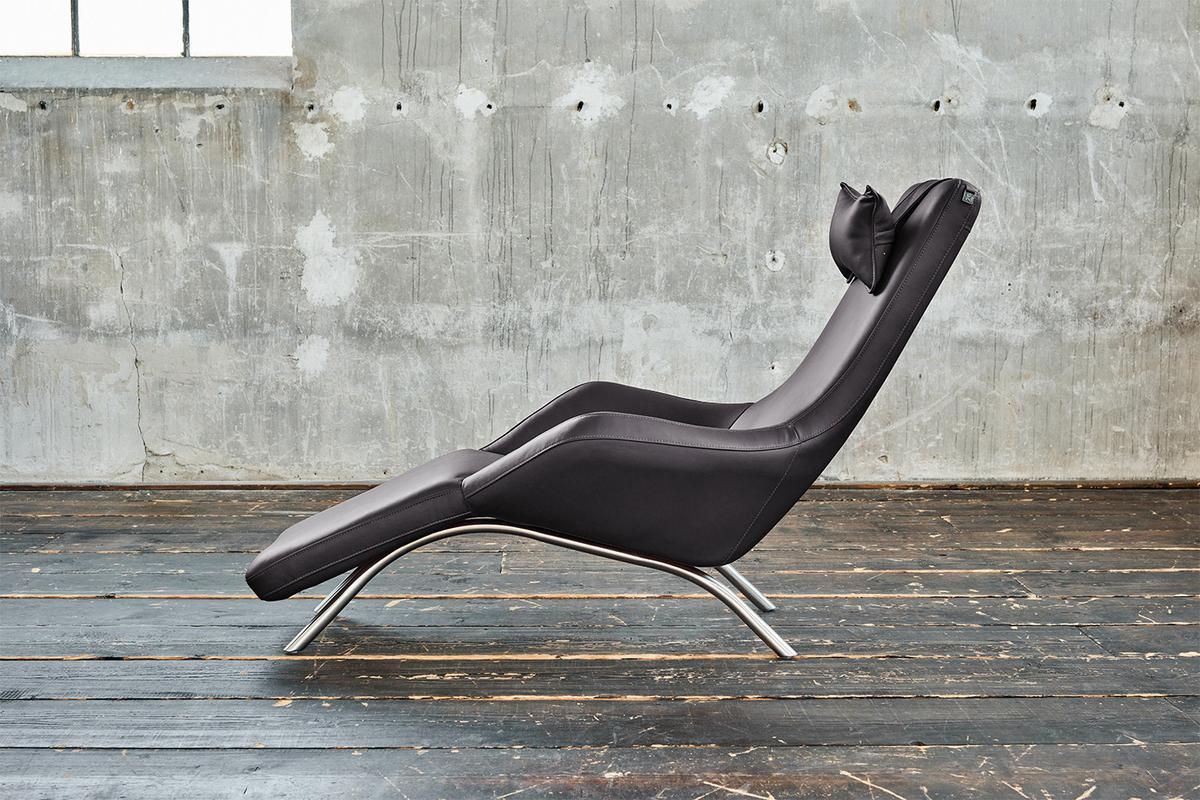 RELAXLIEGE CAVAL Grau Leder - Dunkelgrau/Silberfarben, Leder/Metall (79/95/157cm) - KAWOLA