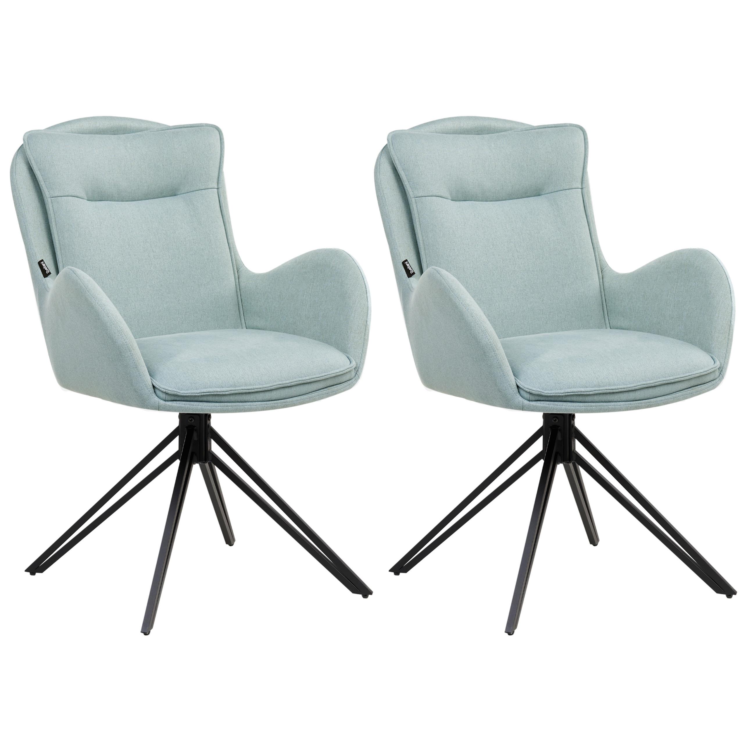 ESSZIMMERSTUHL 2er-Set Mintgrün Avelar - Schwarz/Mintgrün, Textil (62/92/63cm) - Beliani