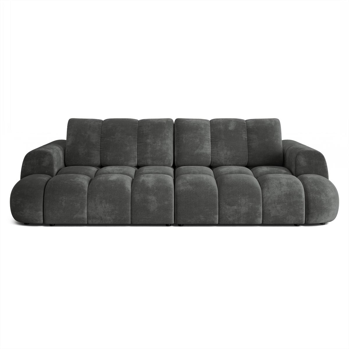 BETTSOFA DAFNE Grau Chenille-Stoff mit Schlaffunktion - Grau, Textil (300/88/113cm) - MASSENO