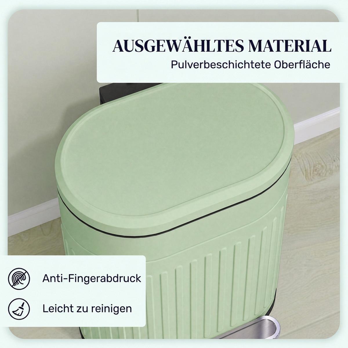 MÜLLEIMER 30l Metall Kunststoff Grün - Grün, Metall (31.2/60.8/36.5cm) - HOMCOM