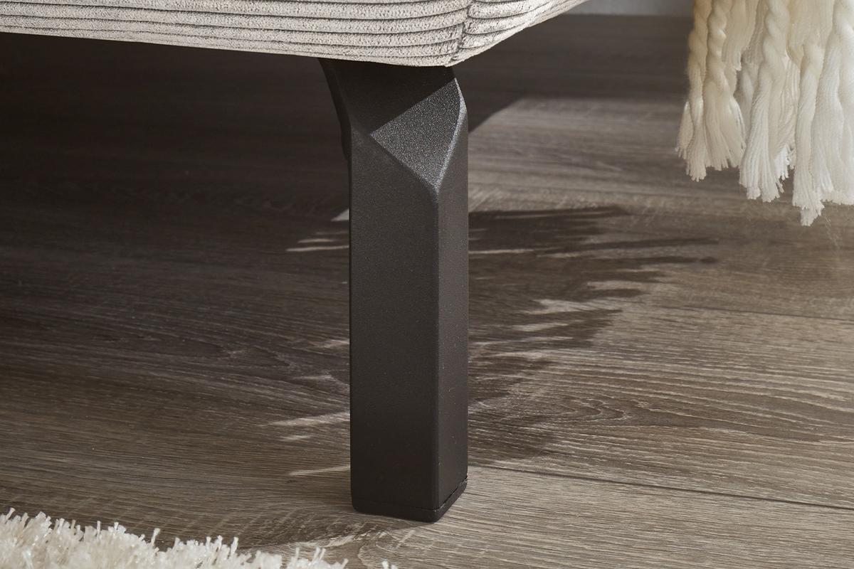 ECKSOFA DELIA Silber Cord - Silberfarben/Schwarz, Textil/Metall (276/219cm) - KAWOLA