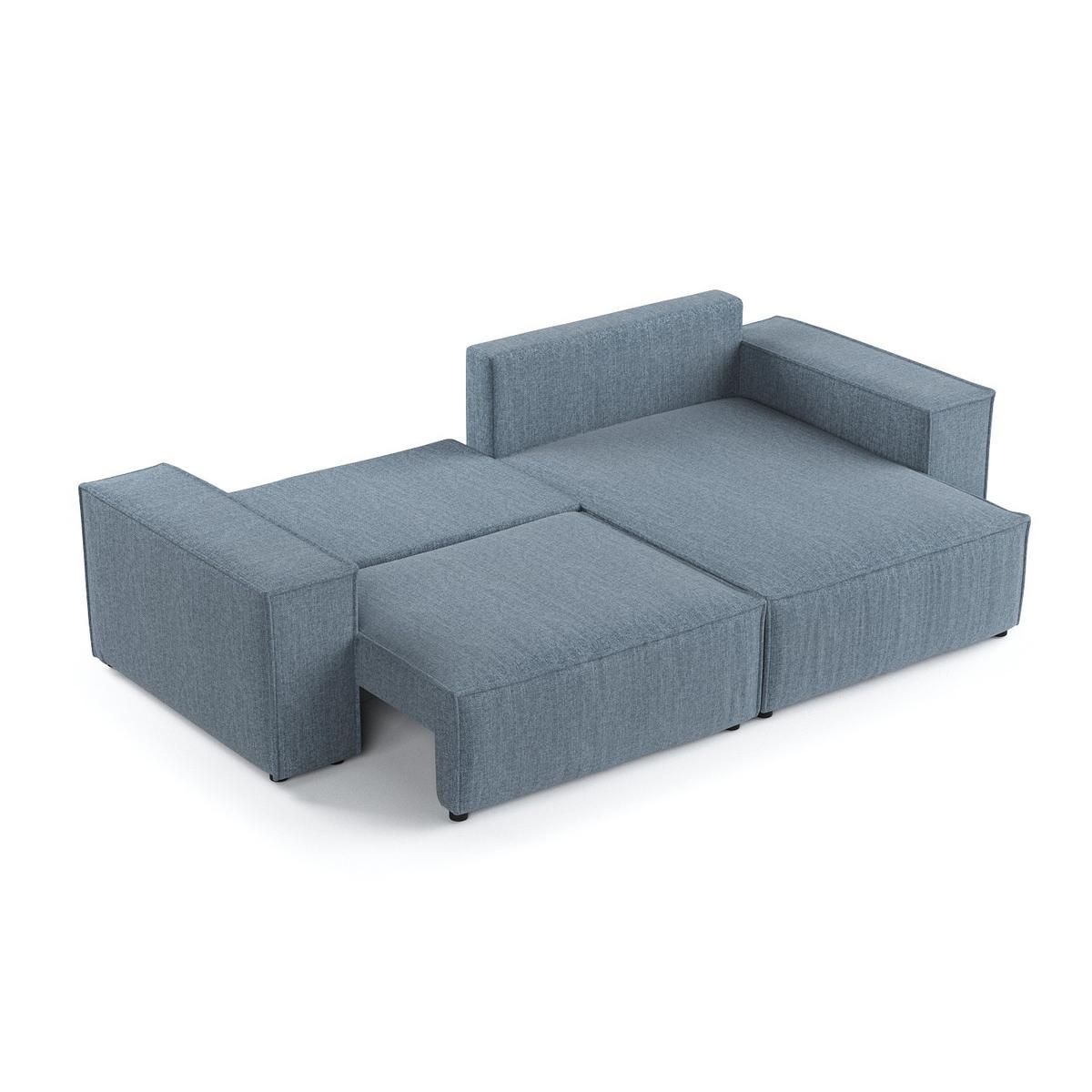 ECKSOFA CAVO mit Schlaffunktion Blaugrau im City Stoff - Blaugrau/Schwarz, Holz/Holzwerkstoff (255/148cm) - AltaBeds