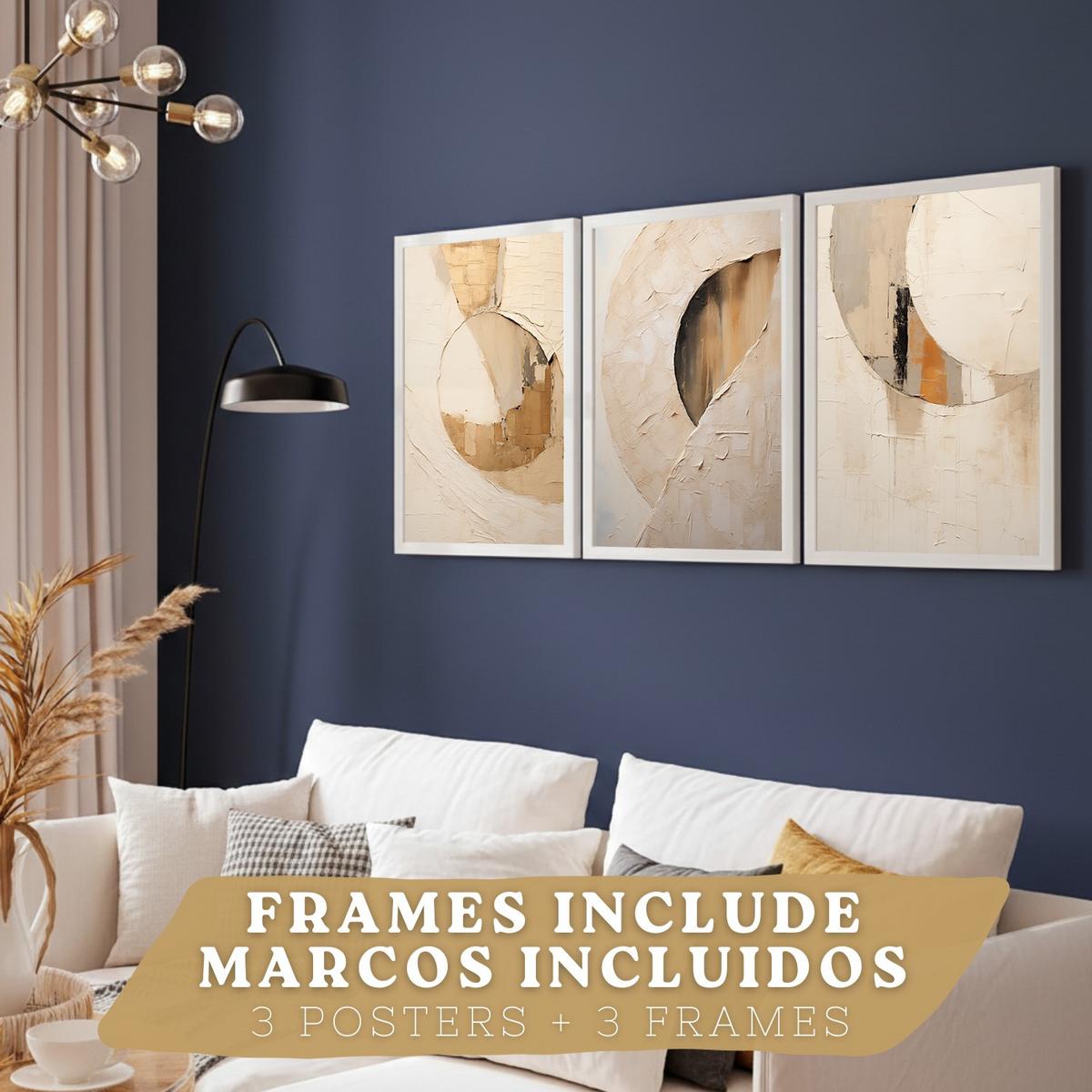 POSTER Set of 3 Abstract Geometric Wall Art Prints Modern Living Room Bedroom Kitchen Bathroom Decor Rahmenlos A3 - Weiß, Papier (29.7/1/42cm) - Nacnic