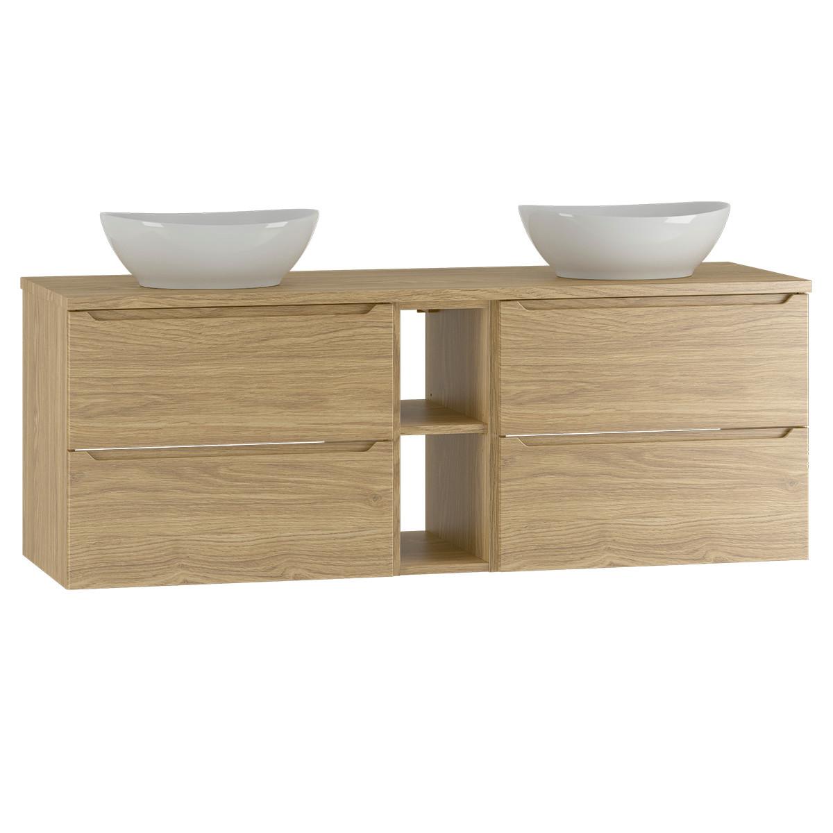 DOPPELWASCHTISCH 140.6cm Viggo Holz - Braun, Holzwerkstoff (140.6/52.2/46.5cm) - Petits-meubles