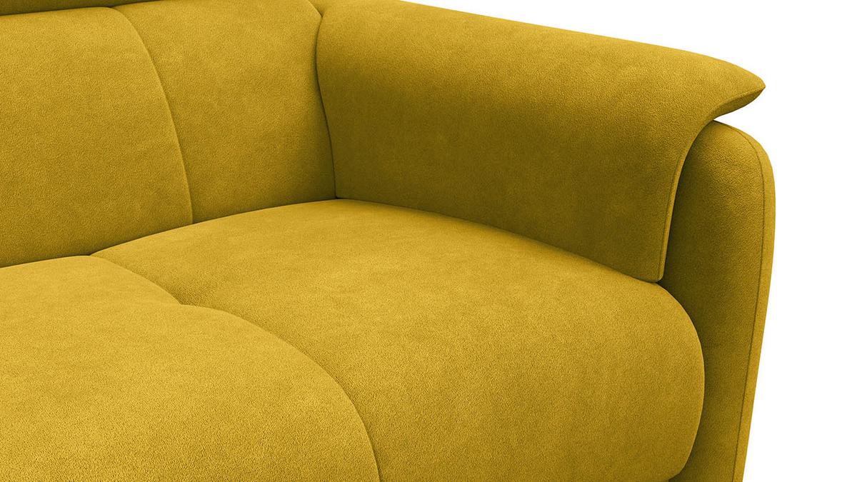 SOFA RODEN 3-Sitzer, dunkegelb, Veloursstoff - Gelb, Holz/Textil (194/82/103cm) - Wozimo