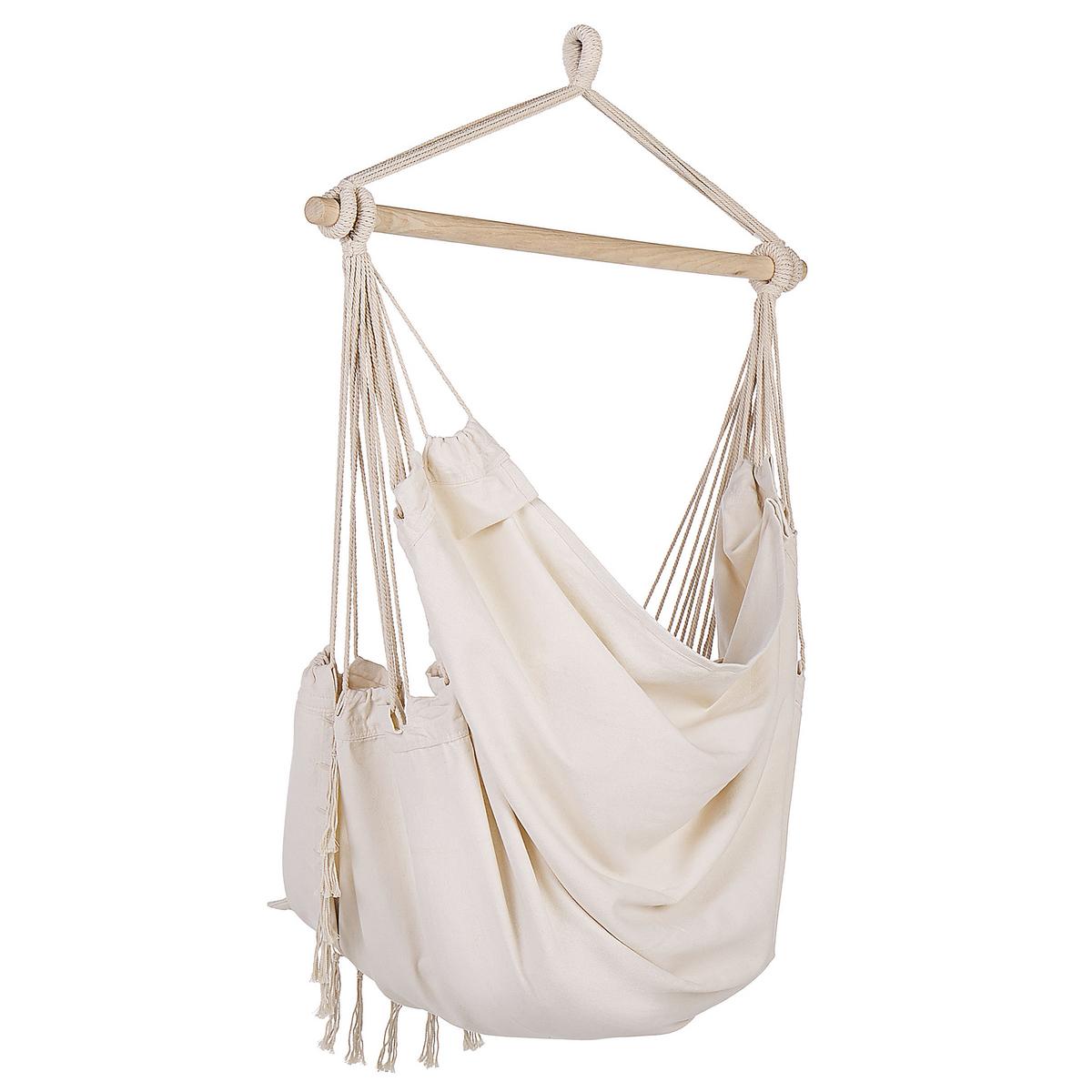 HÄNGESSESSEL Makramee Baumwolle beige Bonea - Beige, Textil (95/125/55cm) - Beliani
