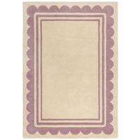 WOLLTEPPICH WENSUM, mit grafischem Muster mit Rahmen, Lila-Beige, 120 x 170 cm - Lila, Textil (170/120cm) - KADIMA DESIGN