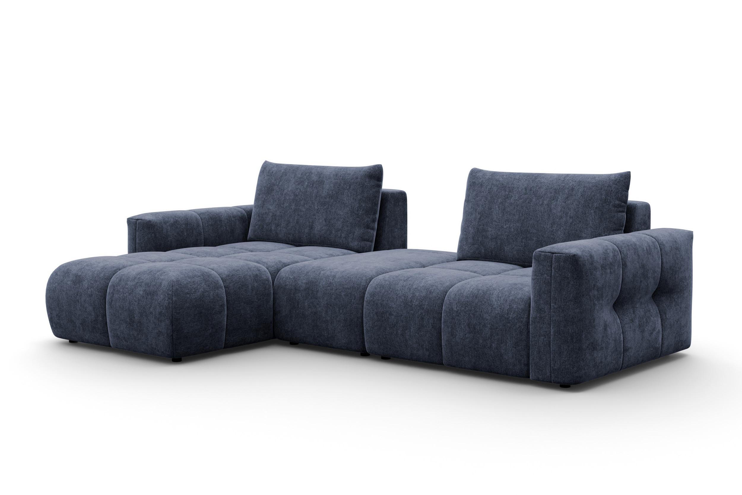 ECKSOFA VERONA 4-Sitzer LINKS, Marineblau - Blau/Schwarz, Holz/Textil (282/173cm) - Courtois Laville