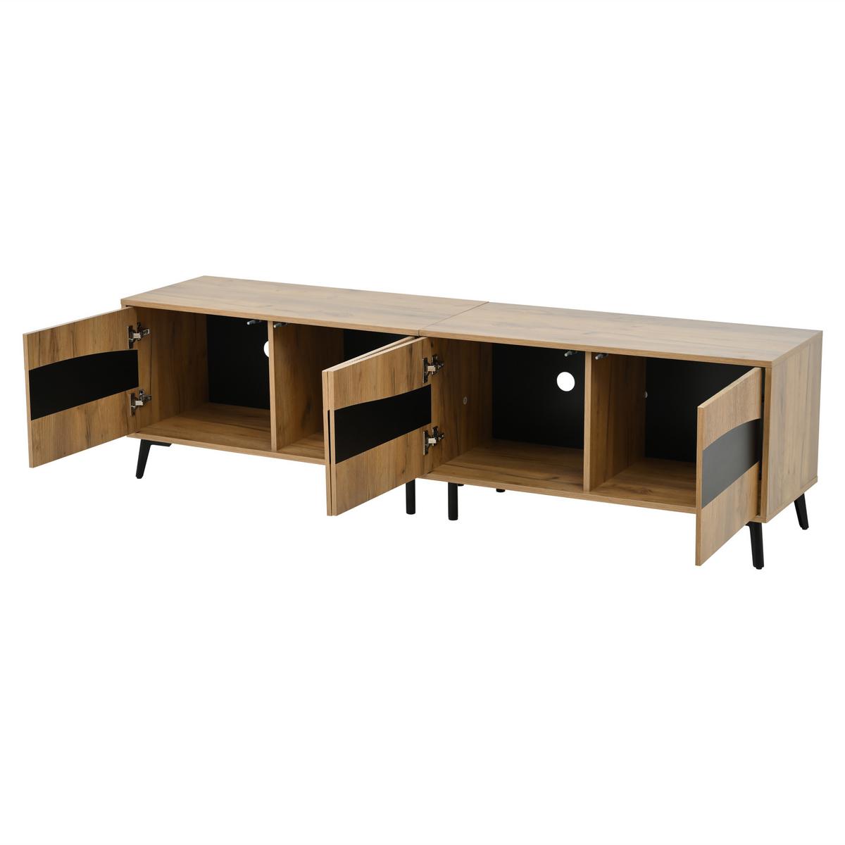 TV-LOWBOARD Natur & Schwarz 180 cm für Fernseher bis 75 Zoll - Naturfarben, Holzwerkstoff (180/50/40cm) - Urban Meuble