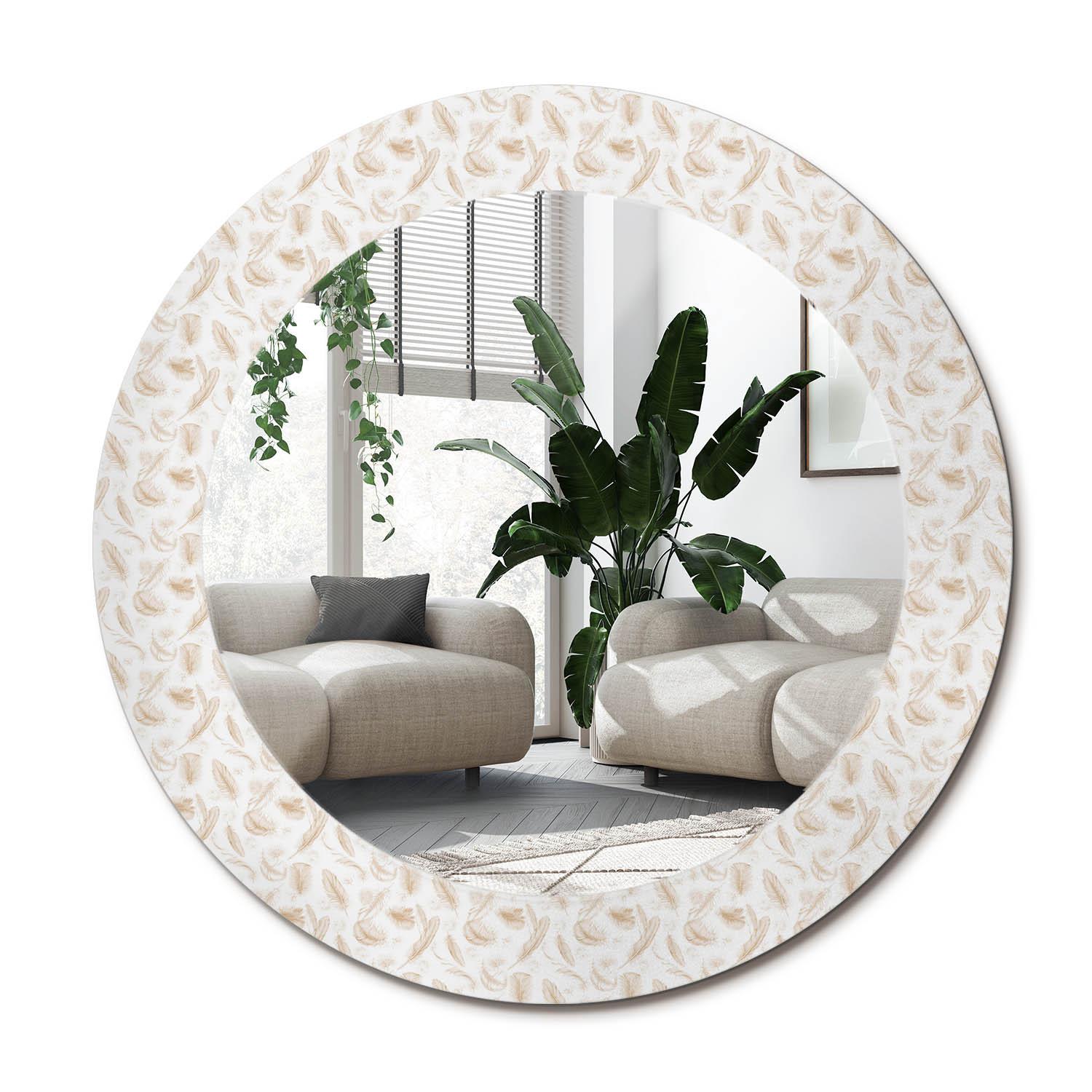 SPIEGEL Rund Ø 60 cm mit Aufdruck - Creme, Glas (60/60/0.4cm) - Wallfluent