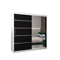 SCHWEBETÜRENSCHRANK 200/200/62 2-türig - Silberfarben/Schwarz, Holz/Kunststoff (200/200/62cm) - MÖBEL KRYSPOL