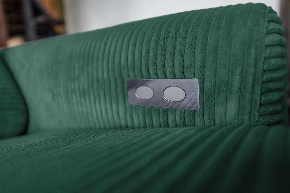 ECKSOFA LAISKA Smaragdgrün Cord - Smaragdgrün/Schwarz, Textil/Metall (282/177cm) - KAWOLA