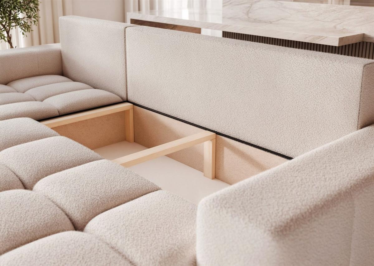 ECKSOFA Anabel Mit Schlaffunktion - Creme, Holzwerkstoff/Textil (248/145cm) - Fun Möbel