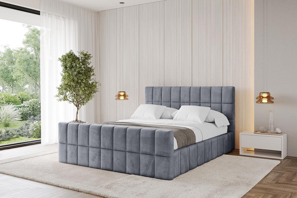 POLSTERBETT mit Bettkasten, Fußteil und Lattenrost, Boxbett mit Matratze H3/H4 - AMEA-Z 180x200 Grau - Grau, Holzwerkstoff/Textil (180/200cm) - ALTDECOR