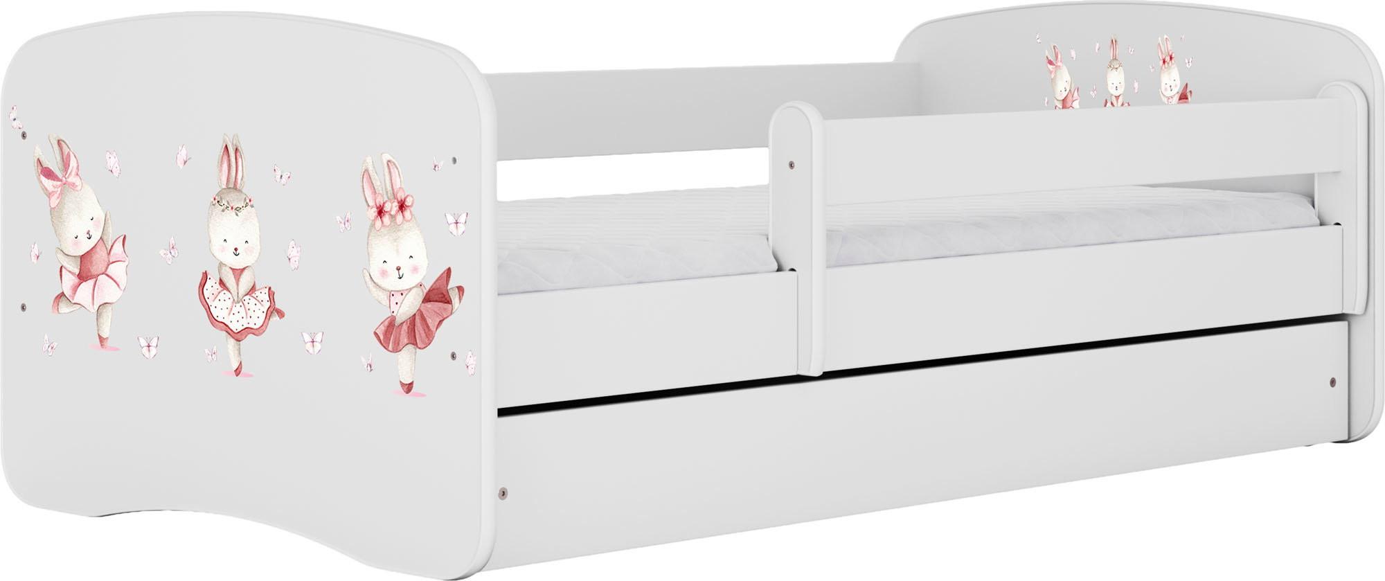 KINDERBETT Emily mit Schublade und Matratze, Weiß 70x140 cm - Altrosa, Holzwerkstoff (140/70cm) - WFL GROUP