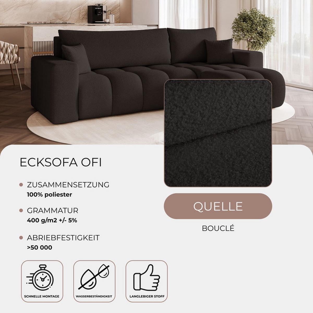 ECKSOFA OFI mit Schlaffunktion und Bettkasten Anthrazit - Anthrazit, Holzwerkstoff/Kunststoff (248/145cm) - Idohome