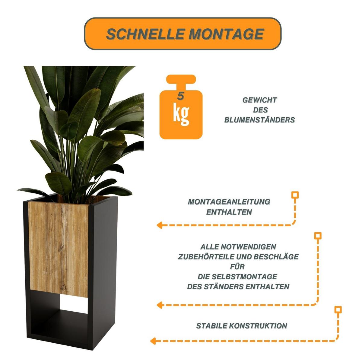 BLUMENKASTEN - Kiefer Milford, Holzwerkstoff (22.6/45/22.62cm) - RAUMHIRSCH FURNITURE
