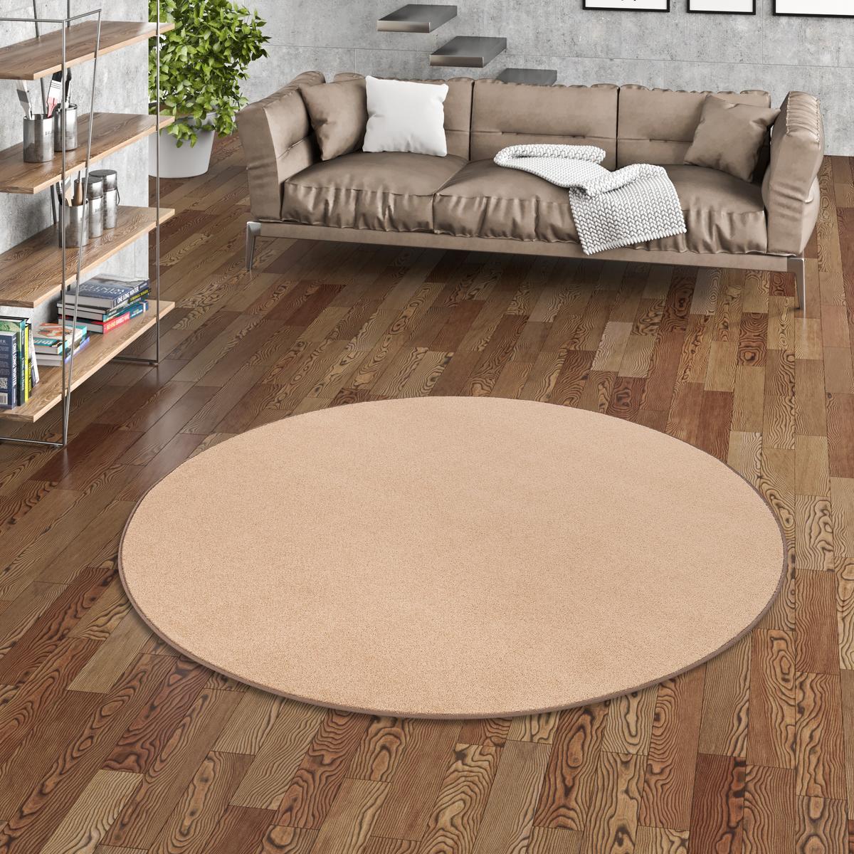 TREND VELOURS TEPPICH JOY RUND - Cognac, Textil (100/100cm) - Snapstyle