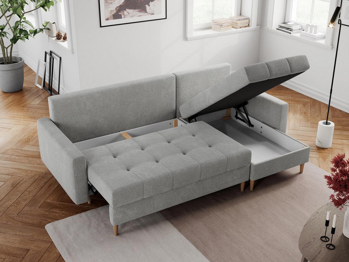 ECKSOFA Colin Struktur Hellgrau - Hellgrau/Braun, Holz/Textil (220/140cm) - MKS