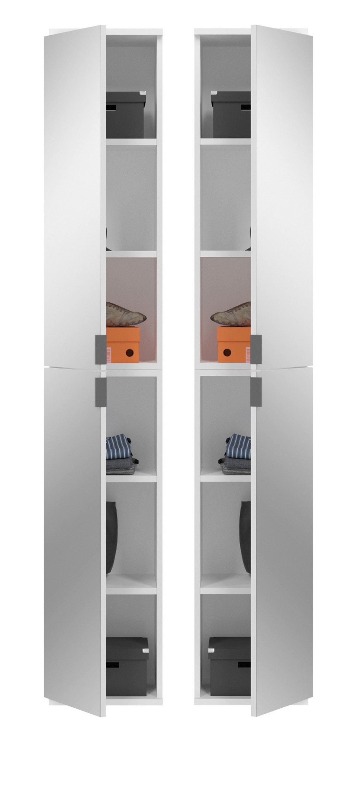 KLEIDERSCHRANK weiß 30 cm 2-türig, Flurschrank mit Spiegel - Chromfarben/Weiß, Holzwerkstoff/Metall (30/193/34cm) - Inn.Furn