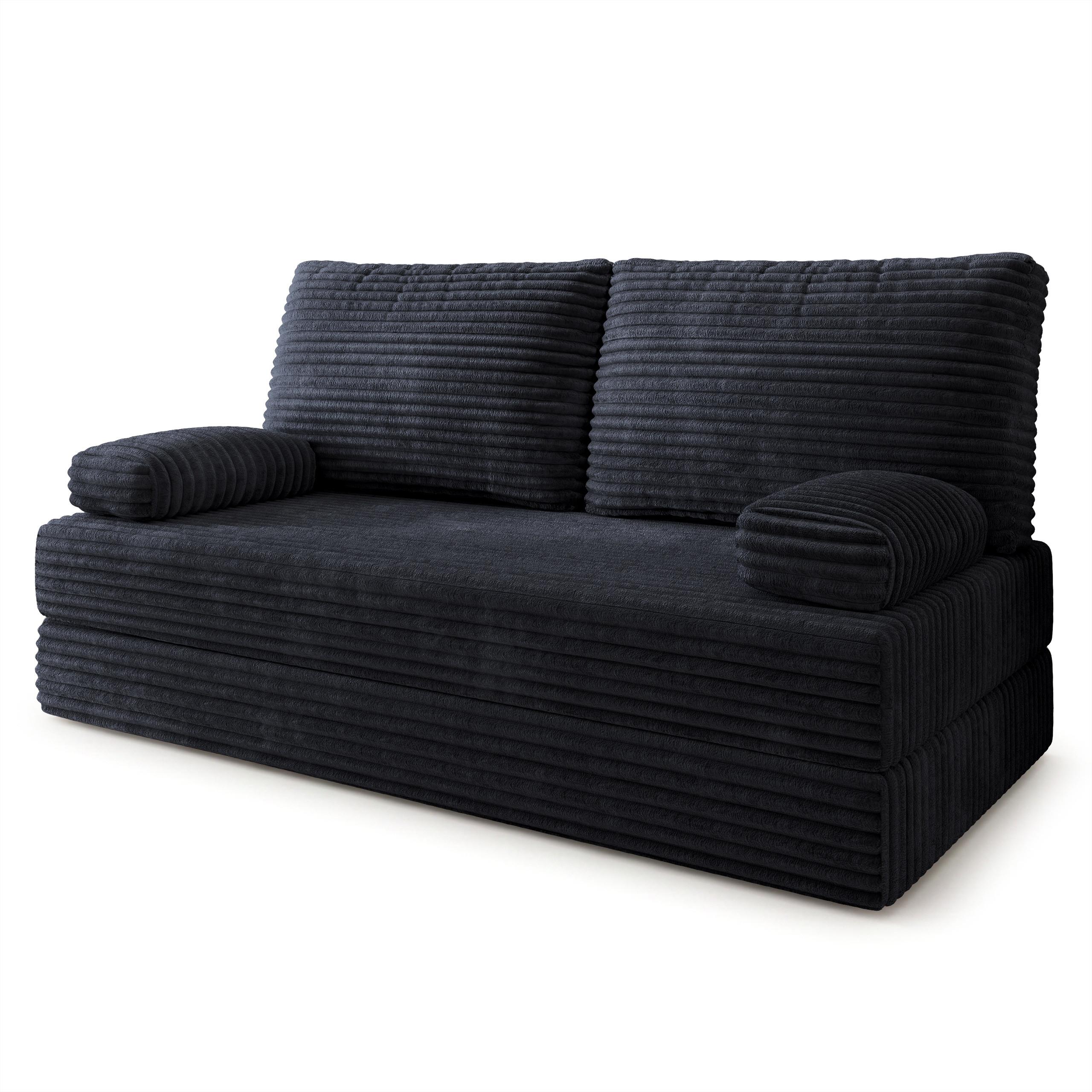 BETTSOFA SILAR aus Schaumstoff Kordstoff Schwarz Schlaffunktion - Schwarz, Textil (170/86/80cm) - MASSENO