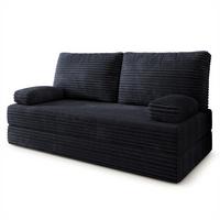 BETTSOFA SILAR aus Schaumstoff Kordstoff Schwarz Schlaffunktion - Schwarz, Textil (170/86/80cm) - MASSENO