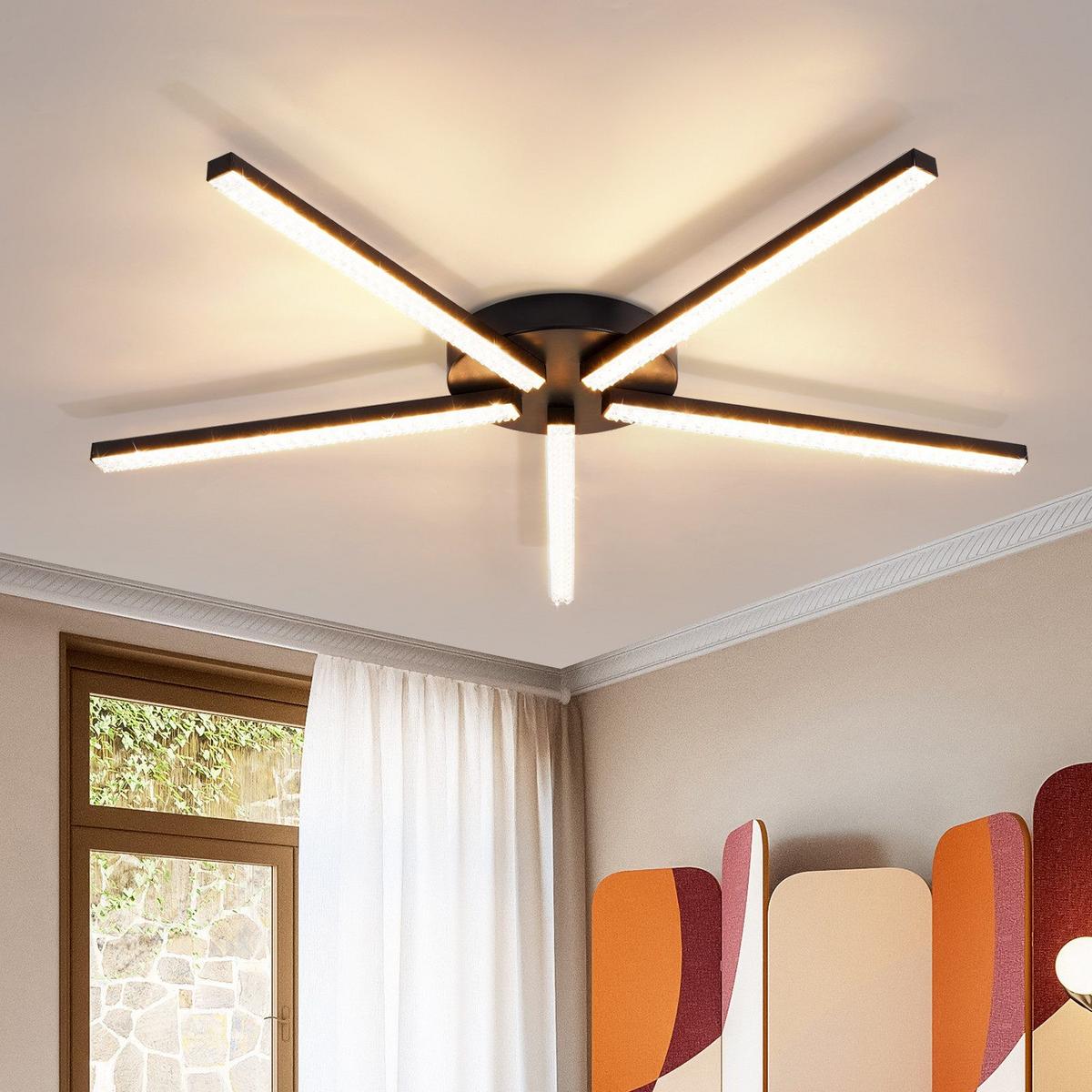 LED-DECKENLEUCHTE Eva 63.3/60.2/4.3 cm - Schwarz, Metall (63.3/60.2/4.3cm) - Nettlife