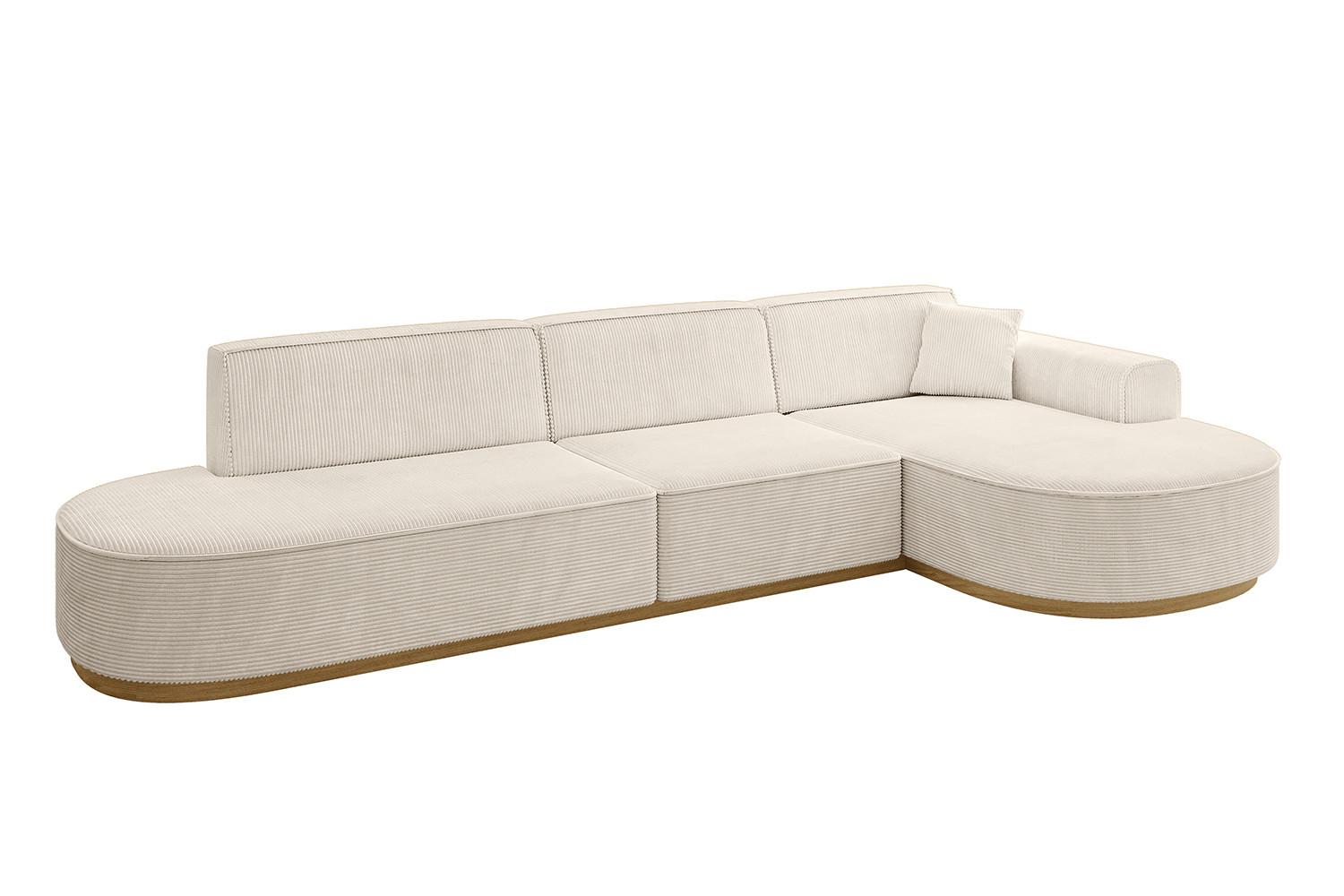 ECKSOFA Ottomane Rechts MARI-L2-v2 - 328x171x83 cm Beige Cord - Beige, Holzwerkstoff/Textil (171/328cm) - ALTDECOR