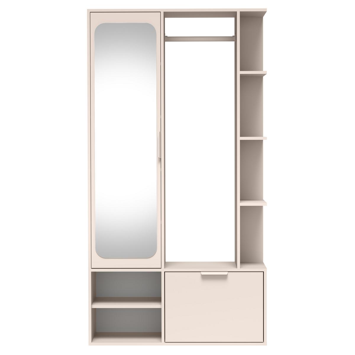 GARDEROBENSCHRANK Nemrut Beige 100/189/33 cm – Modern, mit Spiegel und viel Stauraum - Beige, Holzwerkstoff/Kunststoff (100/189.4/33cm) - AX Living