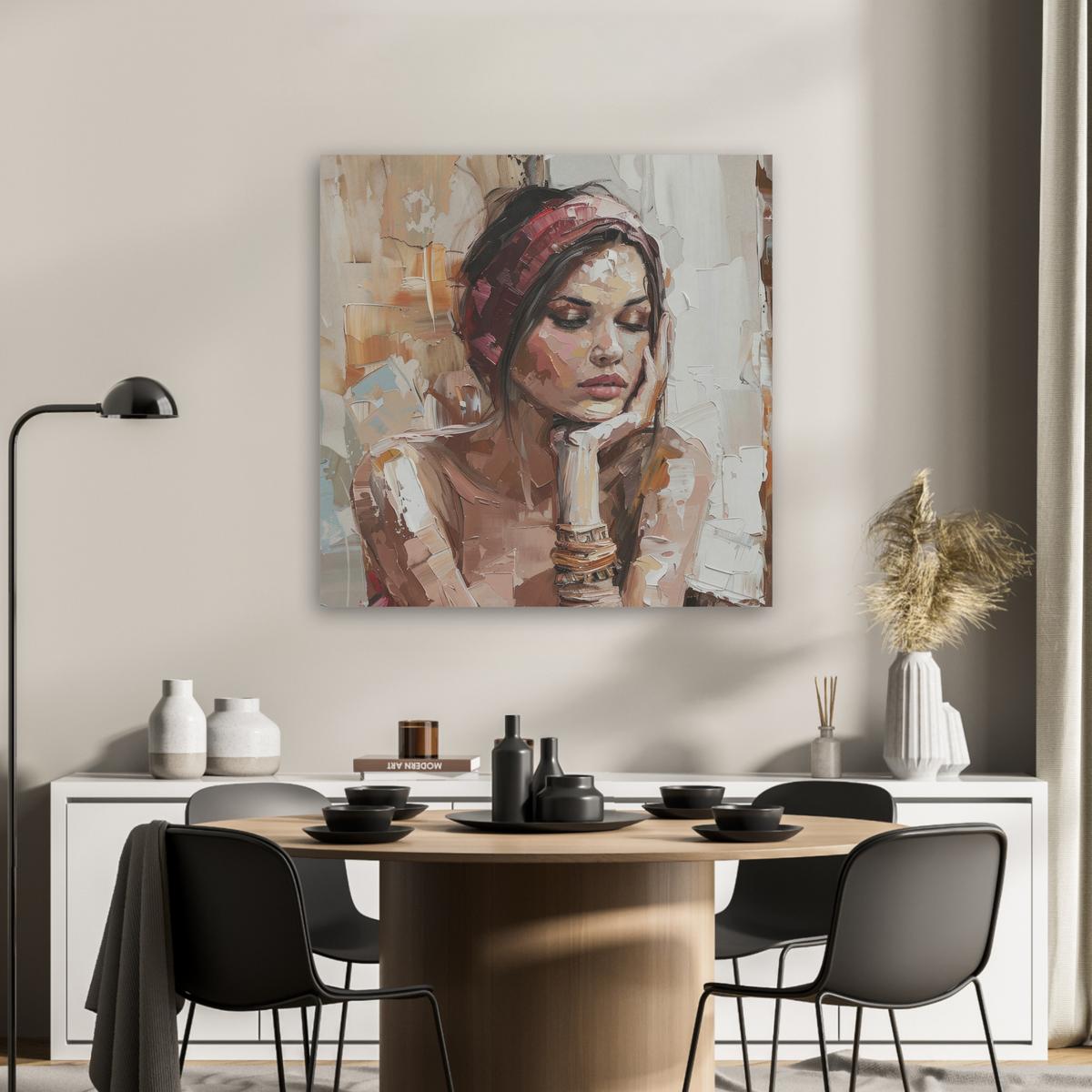AKUSTIKBILD Frau - Lackierung - Porträt - Modern Akustikpaneele 80x80 cm - Altrosa, Kunststoff (80/80/0.9cm) - MuchoWow