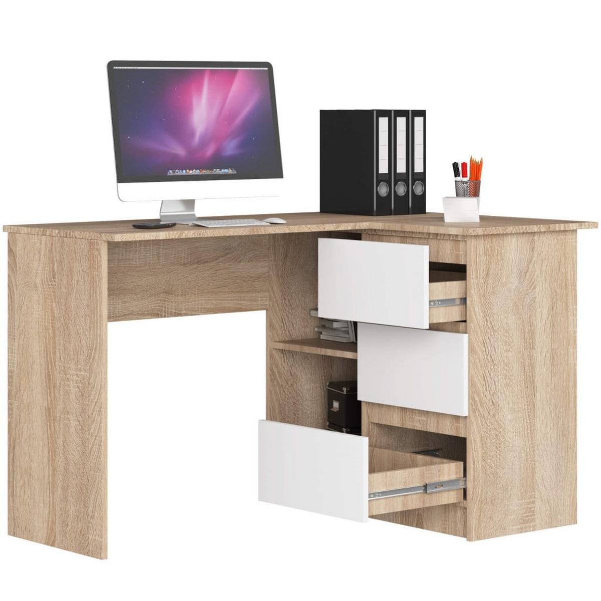 SCHREIBTISCH Eiche Sonoma, Weiß 77/124/85 - Weiß, Holzwerkstoff (124/52/77cm) - RAUMHIRSCH FURNITURE