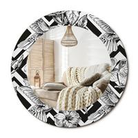 SPIEGEL Rund Ø 50 cm mit Aufdruck - Schwarz, Glas (50/50/0.4cm) - Wallfluent