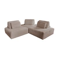 MODULSOFA WIOLO SOFT 3 MODULE 3 KISSEN Taupe Cord - Taupe/Schwarz, Kunststoff/Textil (222/84/222cm) - KAWOLA