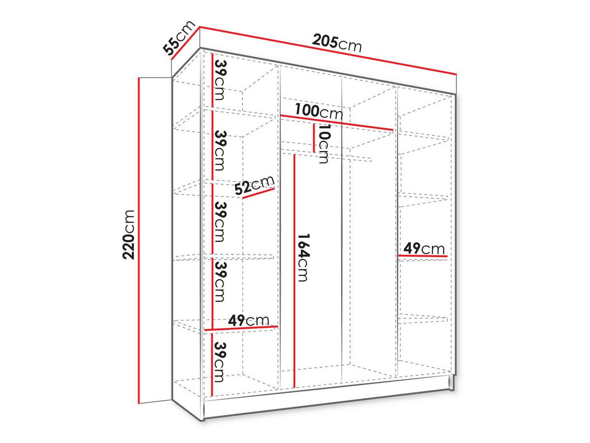 KLEIDERSCHRANK Como 4D - Schwarz/Eiche Artisan, Holzwerkstoff/Metall (205/220/55cm) - MIRJAN24