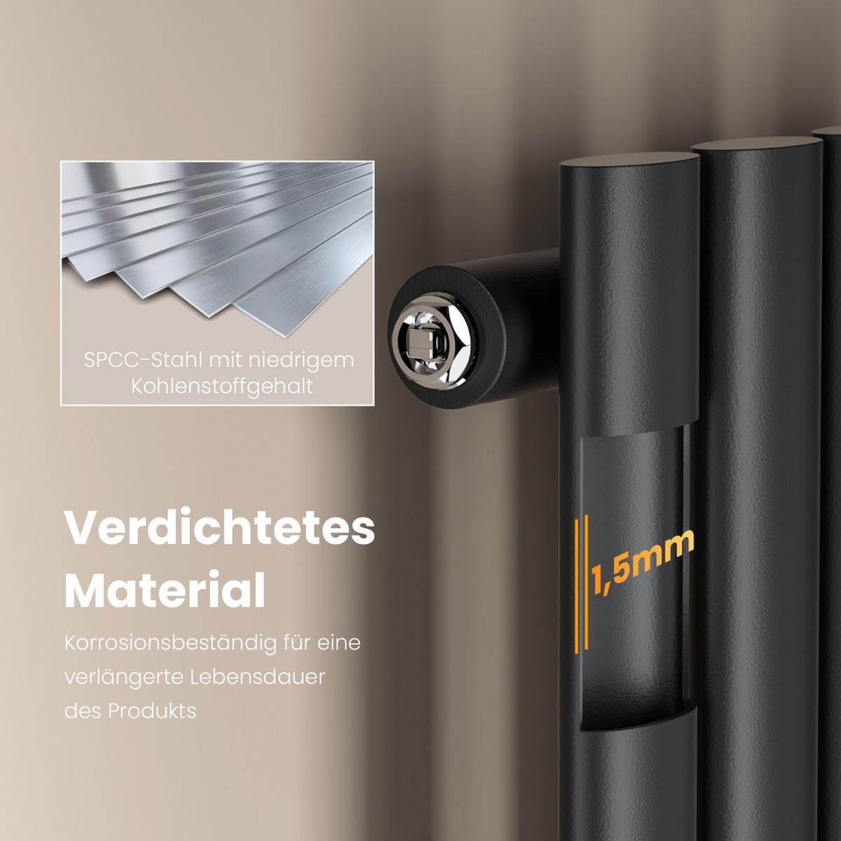 HEIZKÖRPER Doppelrohr vertikal montierbar Anthrazit 24/60/5,8 cm - Anthrazit, Metall (24/60/5.8cm) - EMKE