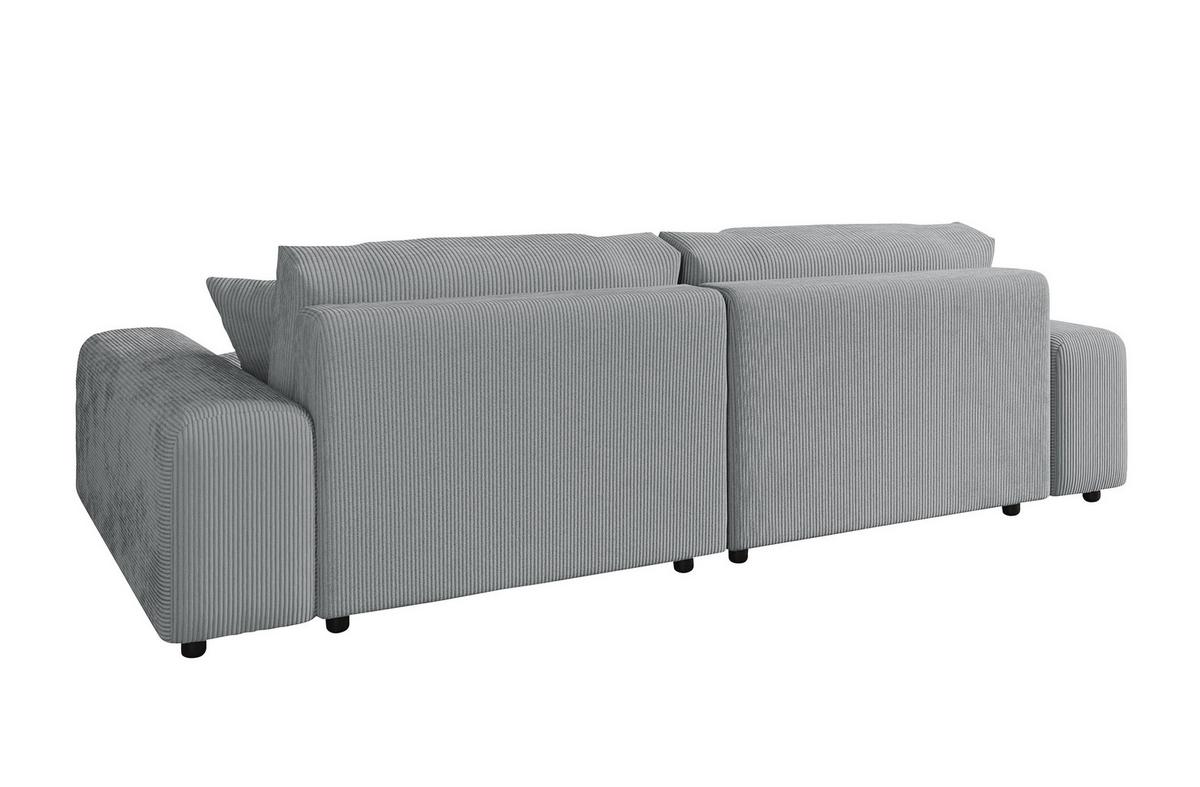 ECKSOFA mit Schlaffunktion, Bettkasten, Wellenunterfederung, seitenverkehrt montierbar B255/T165/H84 cm, Liegefl. 148x196 cm, Cord Hellgrau / 21007 - Hellgrau/Schwarz, Kunststoff/Textil (255/165cm) - luma-home