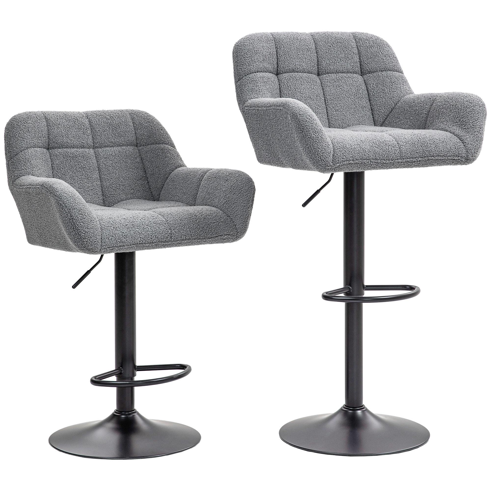 BARHOCKER 2er Set Polyester Stahl Grau - Grau, Textil (52.5/114/57.5cm) - HOMCOM