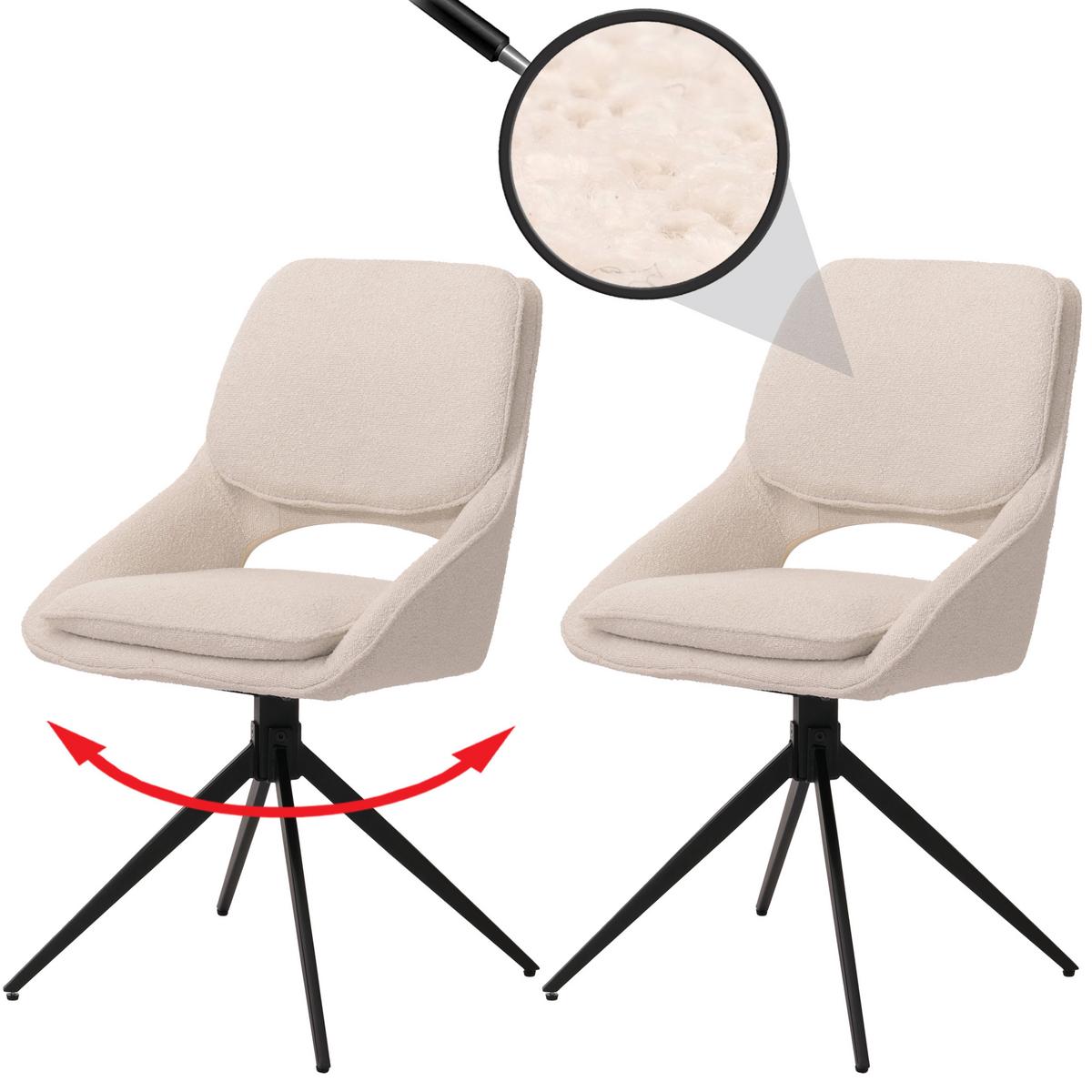 ESSZIMMERSTUHL Cremeweiß 2er-Set - Creme/Weiß, Textil (55/87/55cm) - MCW