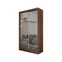 SCHWEBETÜRENSCHRANK BELLINA 120/216/61 cm Modern Kleiderschrank 2-türig mit Spiegel Nussbaumfarben - Nussbaumfarben, Holzwerkstoff (120/216/61cm) - MASSENO