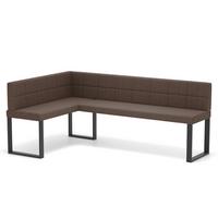 ECKBANK links SANA U Webstoff gesteppt, 128/168 cm Braun - Braun, Textil/Metall (128/168cm) - Idohome