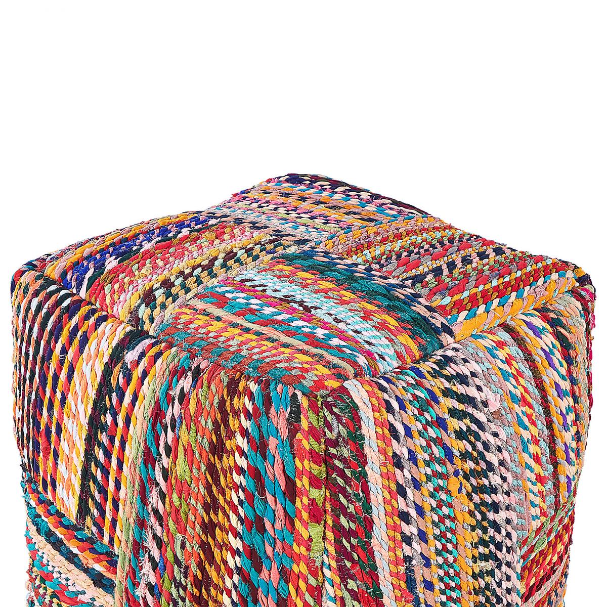 POUF Bunt Mekhtar - Blau/Rot, Naturmaterialien (40/40/40cm) - Beliani