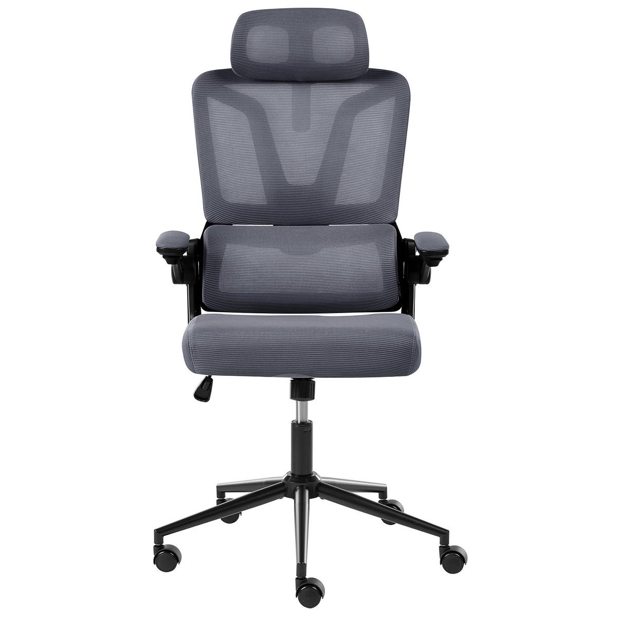 BÜROSTUHL Dunkelgrau Kryos - Dunkelgrau, Textil (64/116/64cm) - Beliani