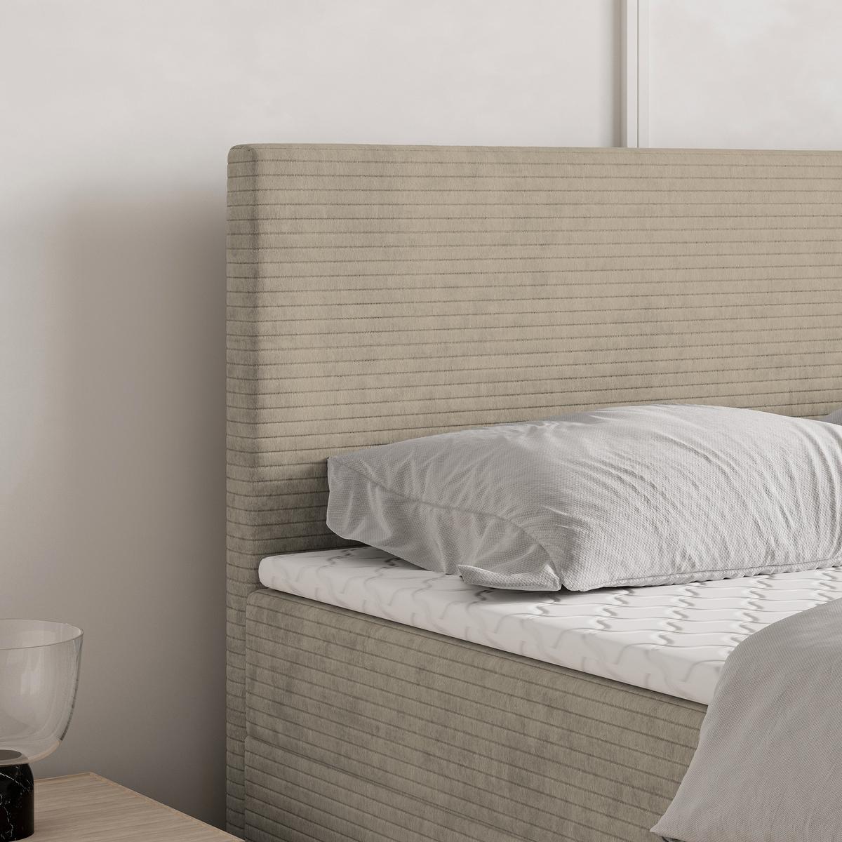 BOXBETT NIRA 180x200 cm mit Matratze und Topper - Beige - Beige, Holz (180/200cm) - MASSENO