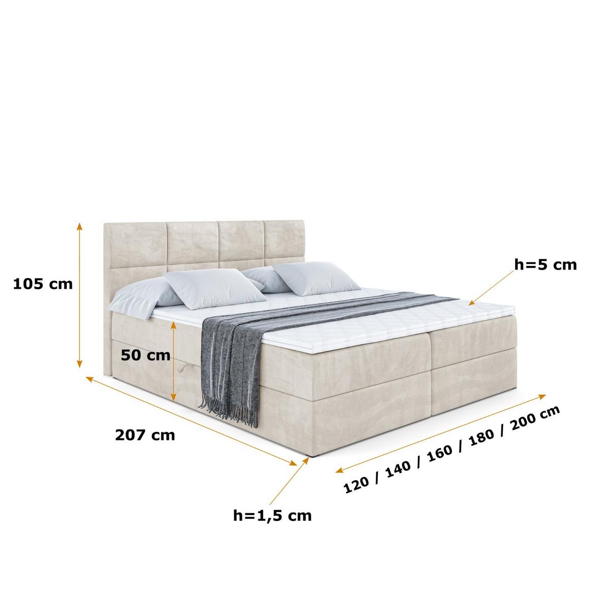 BOXBETT mit Matratze H4 und Lattenrost - ARDENI - 180x200 cm - H4 - Ecru - Ecru, Holzwerkstoff (180/200cm) - ALTDECOR