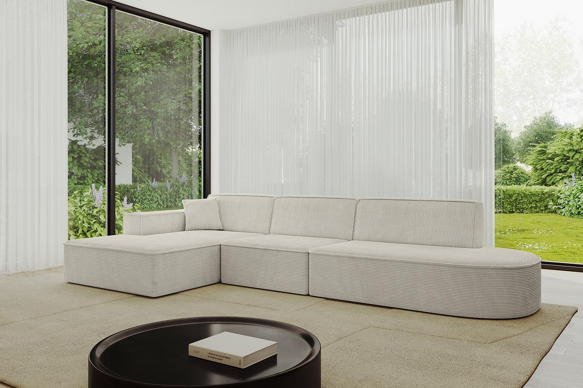 ECKSOFA Ottomane Links IREA-L2-v4 - 327x165x77 cm Creme - Ecru/Creme, Holzwerkstoff/Textil (327/165cm) - ALTDECOR
