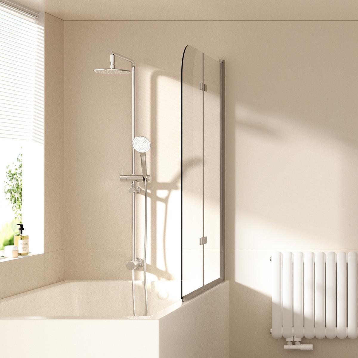 BADEWANNENAUFSATZ 2-teilig faltbar 110/140 cm - Transparent, Glas (110/140cm) - EMKE